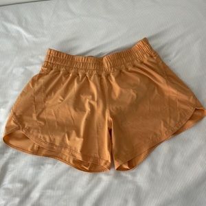 Orange Lululemon Track That Mid-Rise Lined Short 5”
